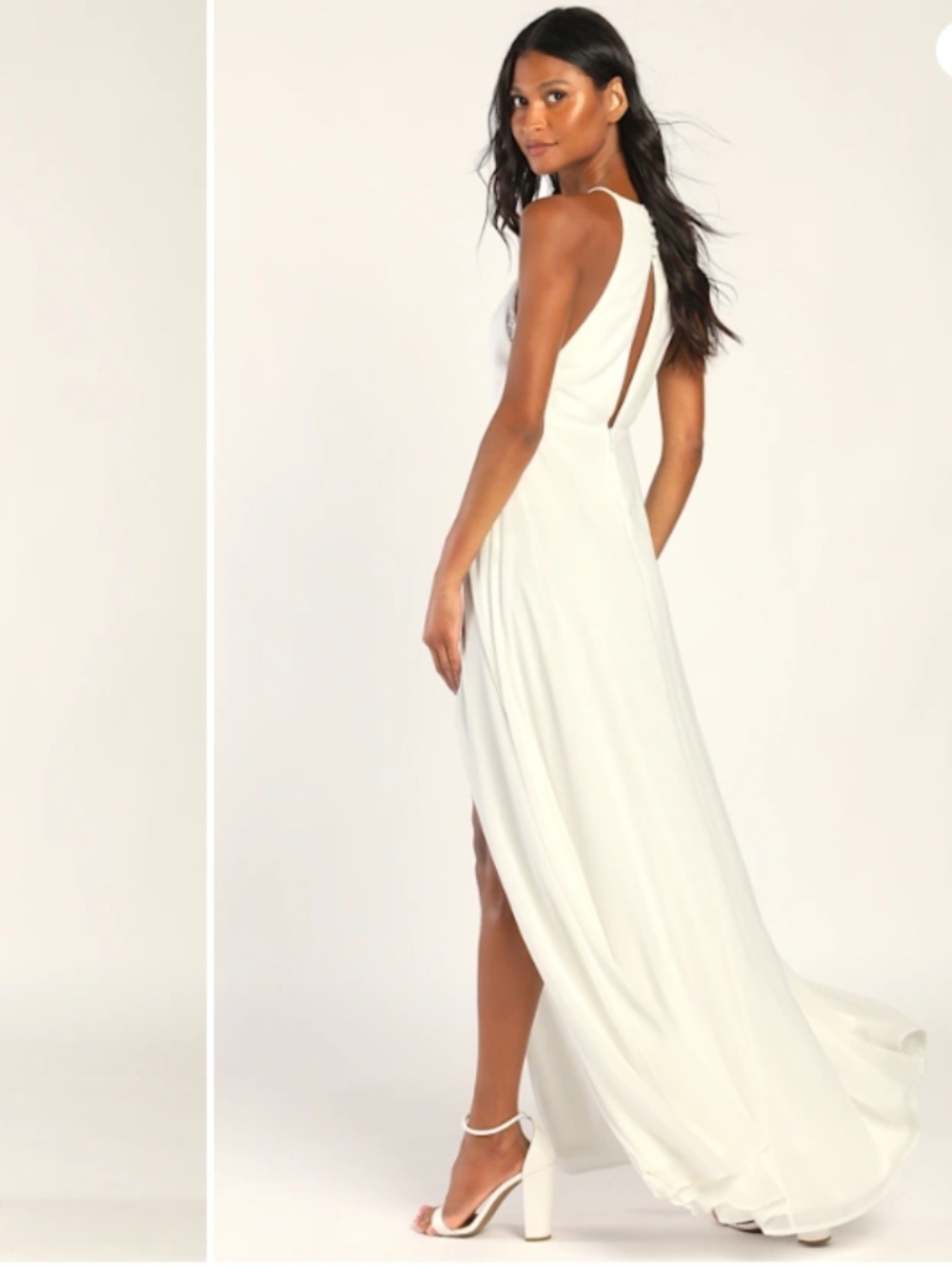 LULUS Bridal Wedding Sexy Flowy Romantic Lace Chic Chiffon Maxi Dress - Picture 4 of 6